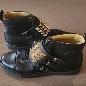 HERMES Lennox High Top Studded Calfskin Men’s Sneakers Size EU 41